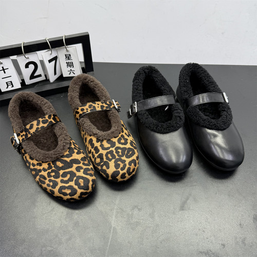 真皮女鞋头层牛皮羊羔绒小皮鞋女