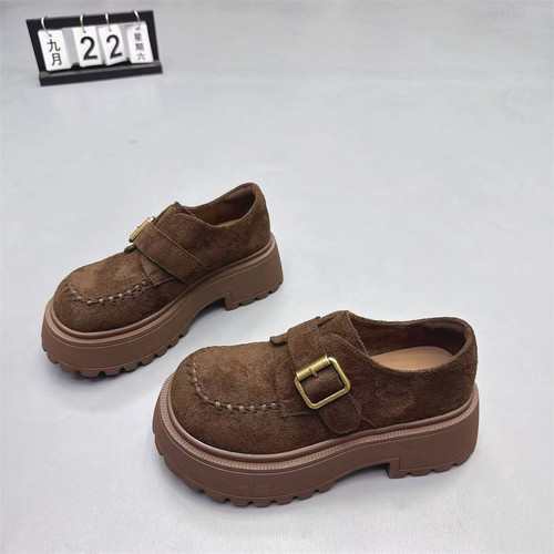 真皮女鞋复古皮带扣魔术贴勃肯鞋