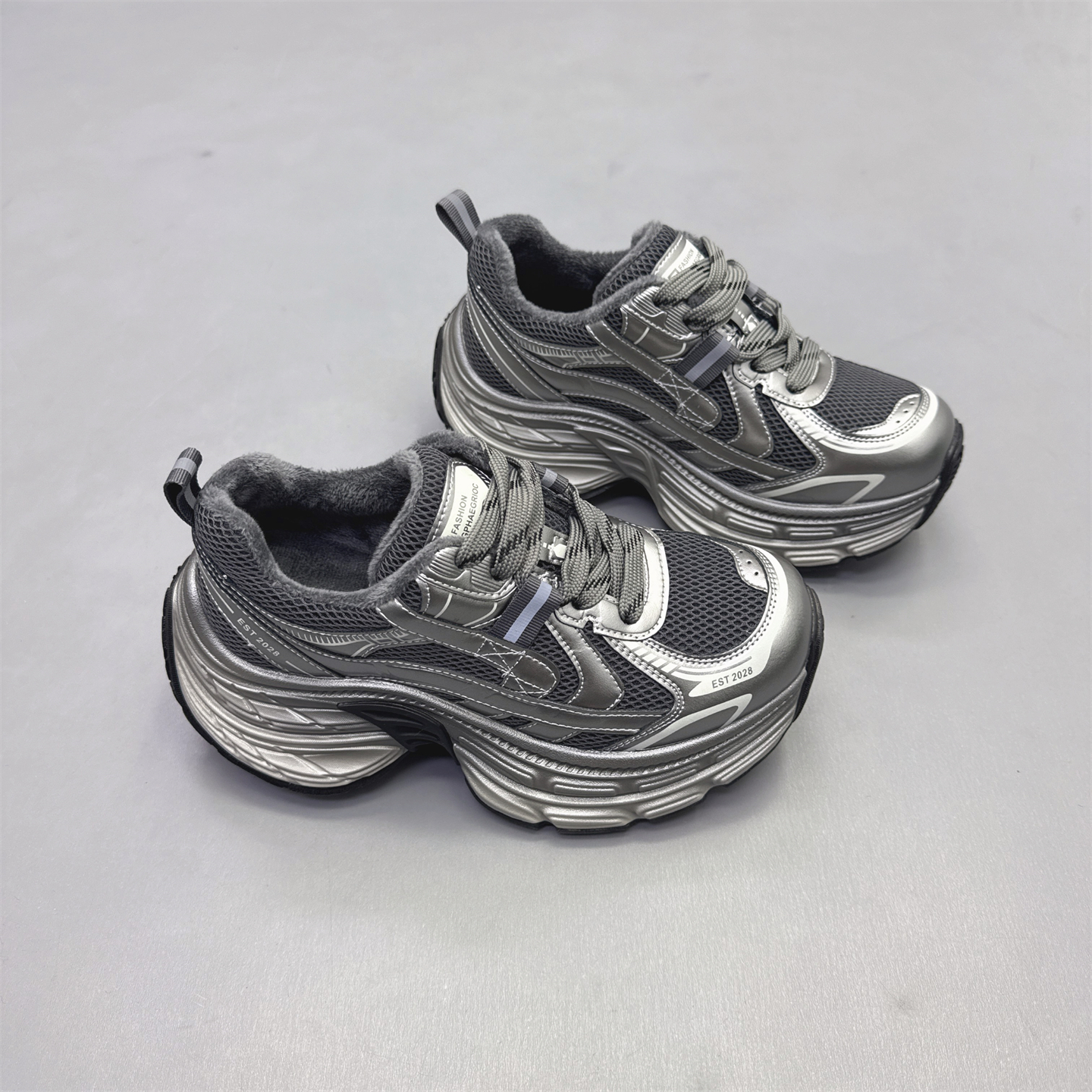 真皮女鞋韩版松糕厚底网纱老爹鞋