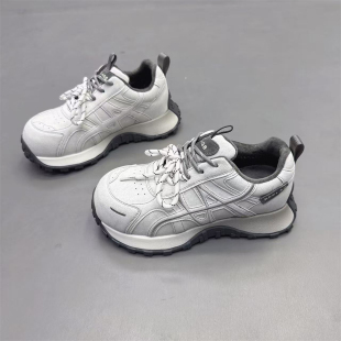 2025秋冬款 休闲跑步鞋 韩版 小蛮腰阿甘鞋 厚底显脚小老爹鞋 真皮女鞋