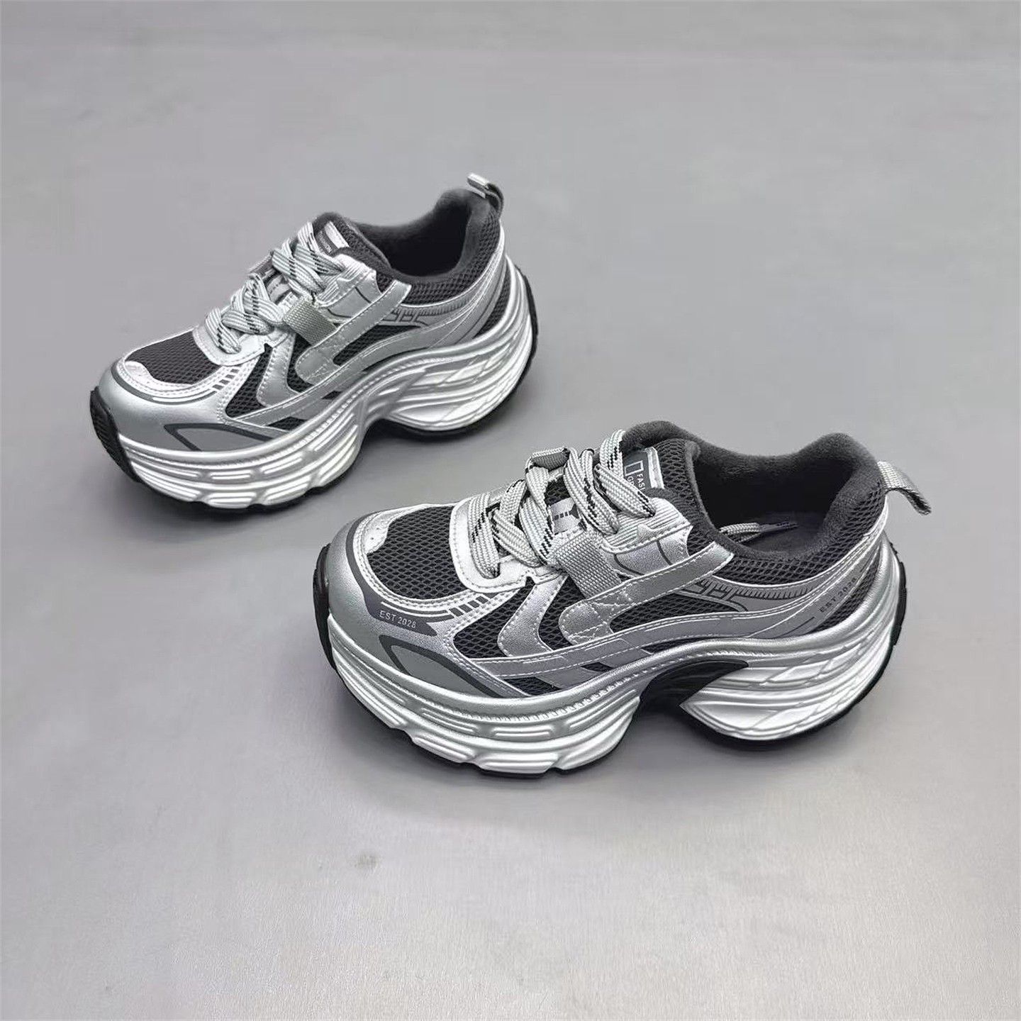 真皮女鞋韩版厚底加绒保暖老爹鞋