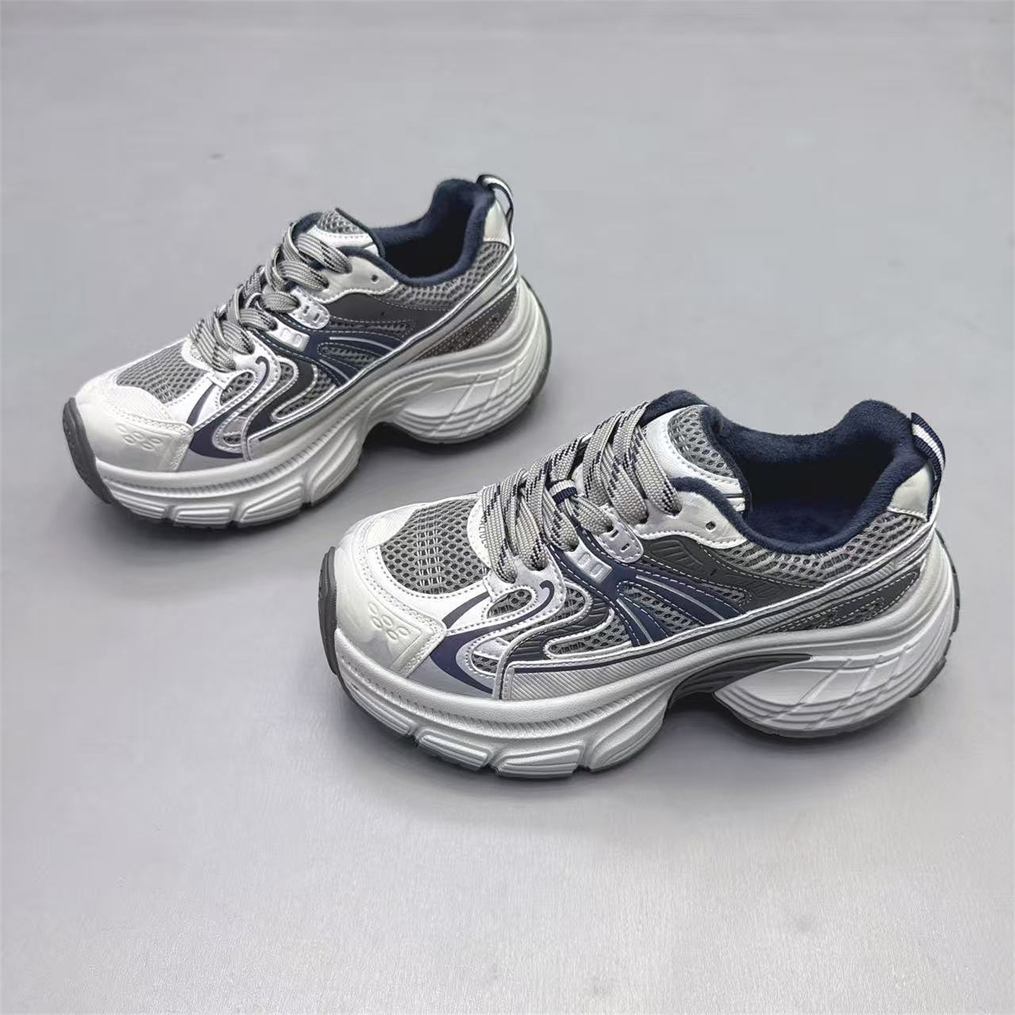 真皮女鞋厚底加绒保暖休闲老爹鞋