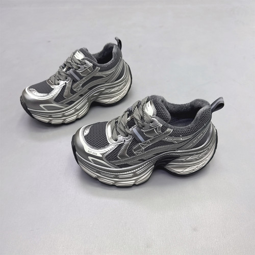 真皮女鞋韩版厚底加绒翘臀老爹鞋