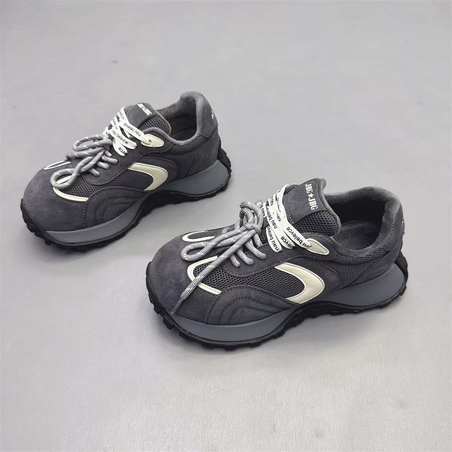 真皮女鞋韩版厚底加绒保暖老爹鞋