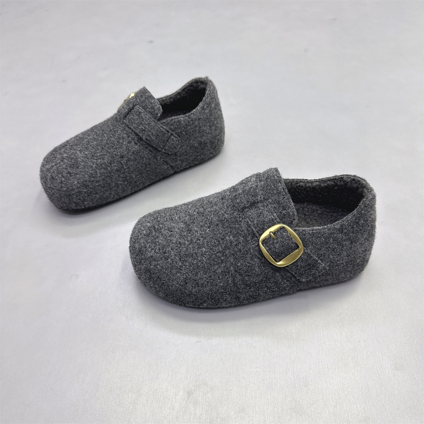 法式内增高加绒毛呢勃肯鞋女棉鞋