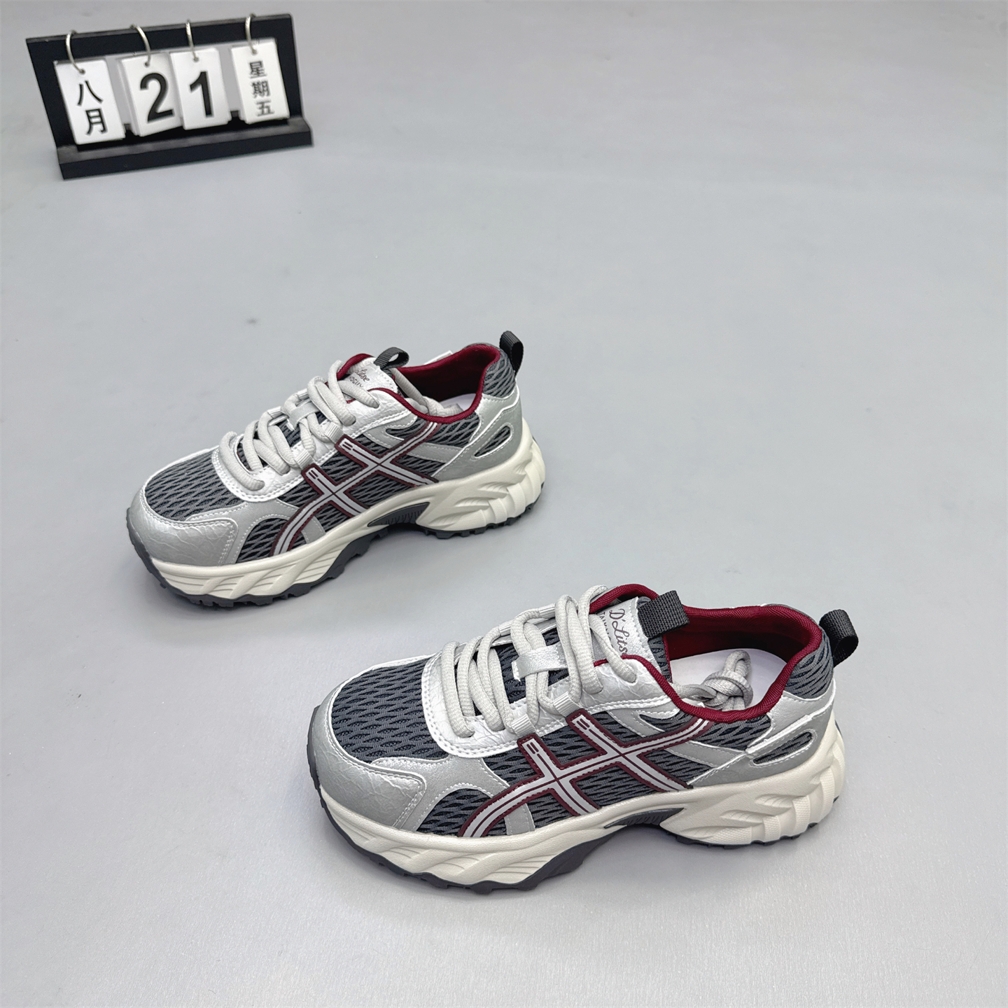 真皮女鞋韩版厚底圆头网纱老爹鞋