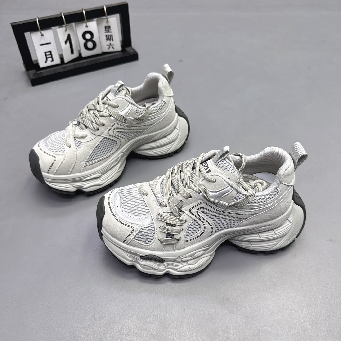 真皮女鞋厚底增高网纱老爹鞋2026春新款双鞋带运动鞋百搭休闲鞋潮,女鞋,老爹鞋,淘宝优惠券,粉丝福利购,淘宝优惠卷