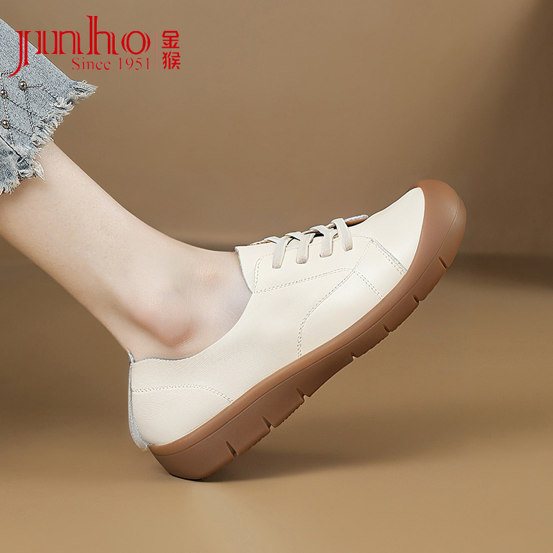 金猴女鞋一脚蹬真皮单鞋2025新款