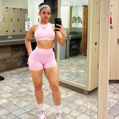 DFYNE新款美背运动文胸欧美带胸垫露背肚兜健身上衣高腰健身短裤