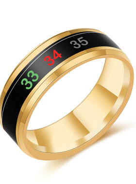 欧美热卖 不锈钢温度戒指 跨境体温智能感温变色钛钢指环饰品