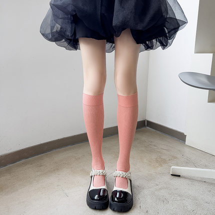长筒冰冰袜子女小腿袜夏季薄款天鹅绒彩色日系jk纯色高腰压力显瘦