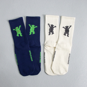 WE11DONE韩国潮牌可爱小熊情侣中筒ins高街长袜男女纯棉百搭运动