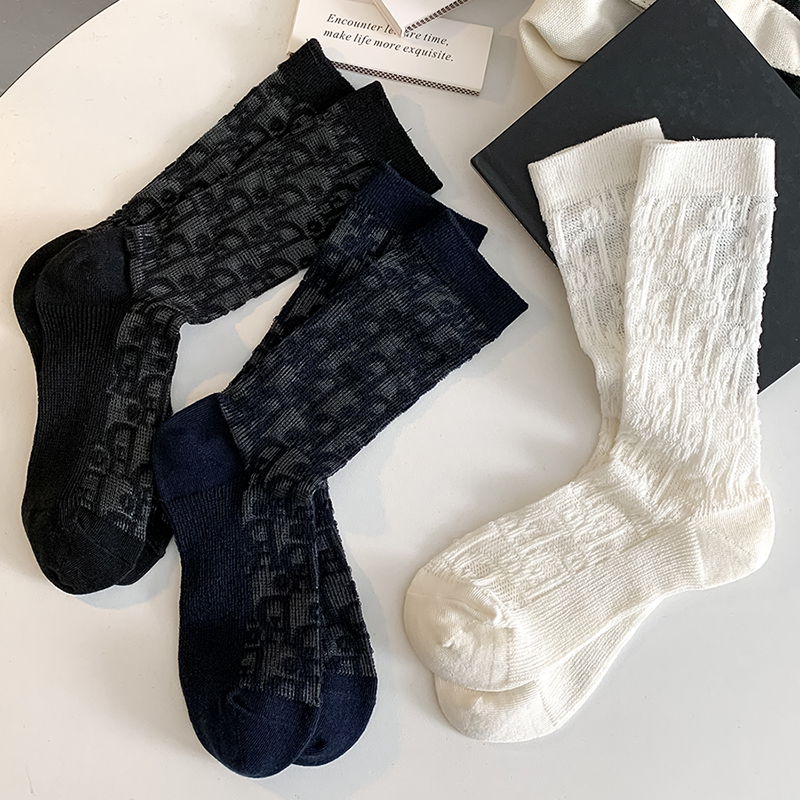 欧货潮牌设计感D字母袜子女纯棉