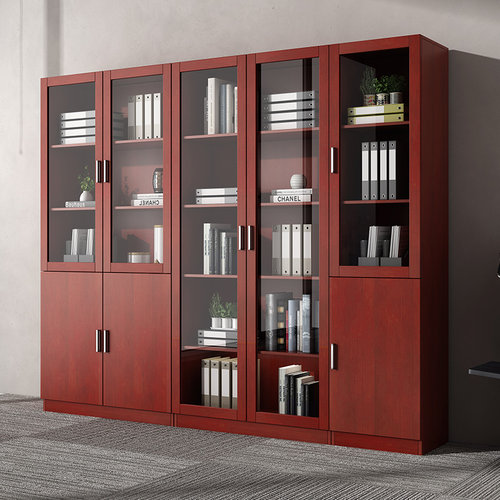 办公室文件柜木质玻璃门