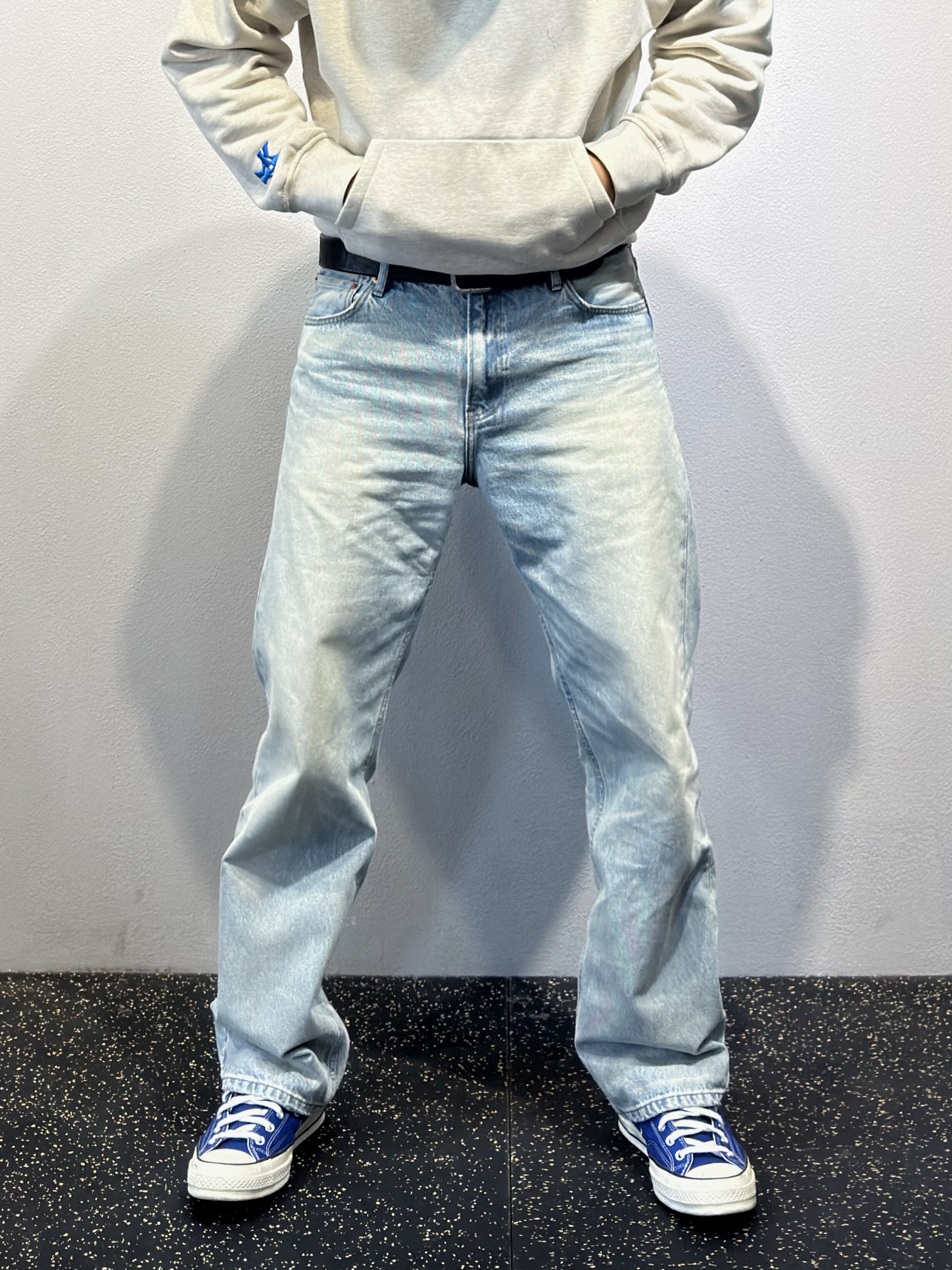 【卡秋山】冰蓝怀旧505康龙水洗美式复古磨破牛仔裤直筒休闲宽松