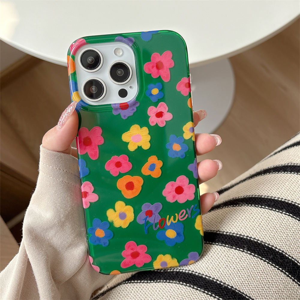 油画多巴胺彩色花朵苹果手机壳