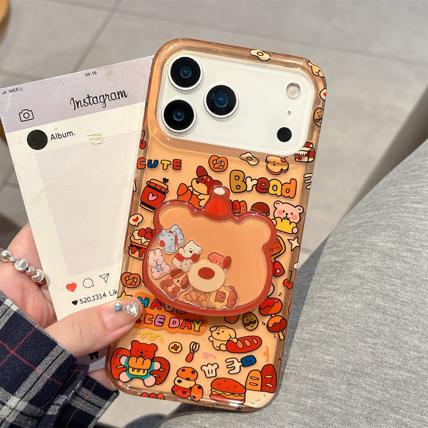 橙色半透满屏可爱小熊17手机壳