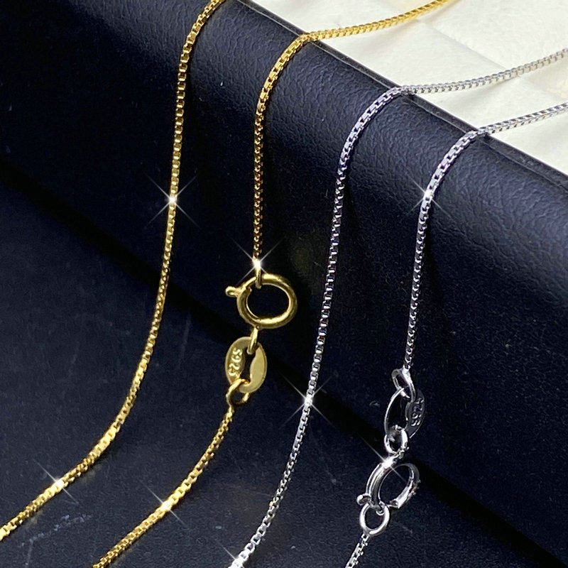 源头工厂s925纯银项链盒子链百搭锁骨链女款珍珠吊坠配料闪亮细链,饰品/流行首饰/时尚饰品新,银饰项链,淘宝优惠券,粉丝福利购,淘宝优惠卷