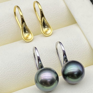 源头工厂s925纯银珍珠耳环空托配件diy蜜蜡耳勺通体银高跟鞋耳坠