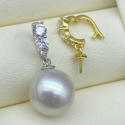 DIY配件s925纯银珍珠吊坠托