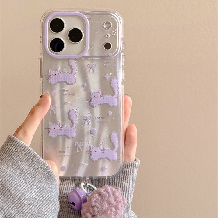 新款紫色猫咪可爱适用iPhone17ProMax手机壳14苹果15简约13个性15promax软边16pro韩系ins防