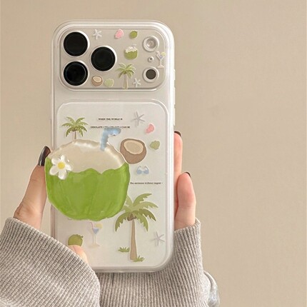 新款小清新椰子椰树适用iPhone17ProMax手机壳16苹果15小众韩风软