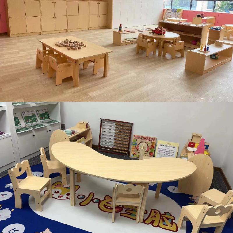 AA幼儿园桌椅大小班儿童学习实木桌子凳子椅子配套厂家