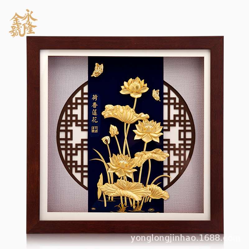 24k立体金箔画荷香莲花现代客厅简约装饰画创意家居饰品挂画壁画