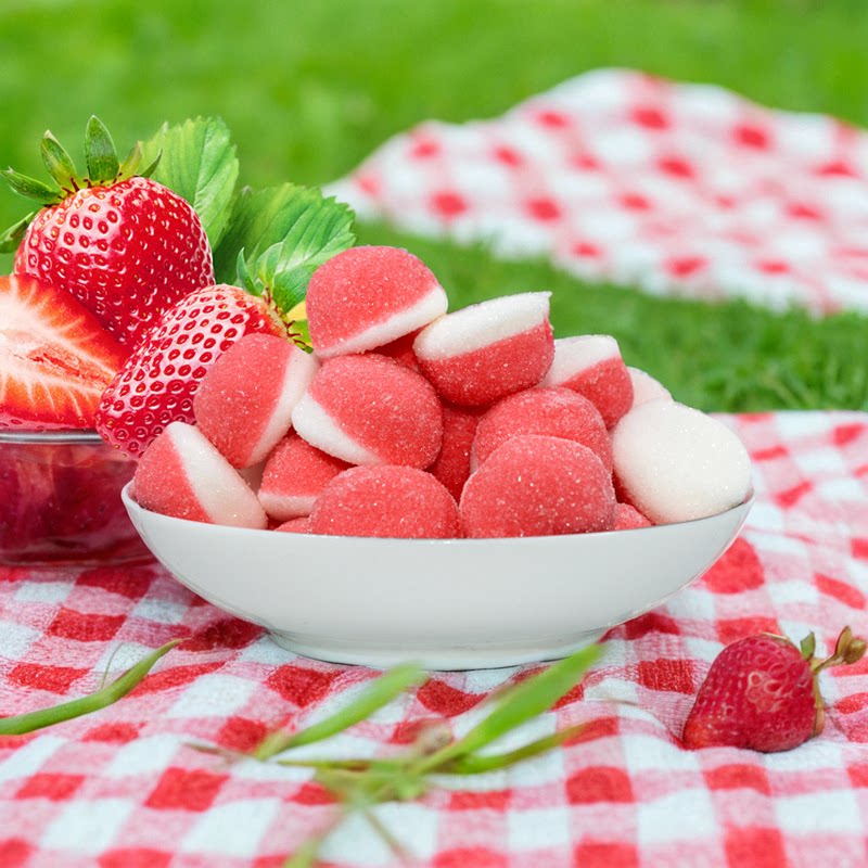 德国口力草莓丁橡皮糖酸qq糖草莓果汁软糖儿童网红办公室休闲零食