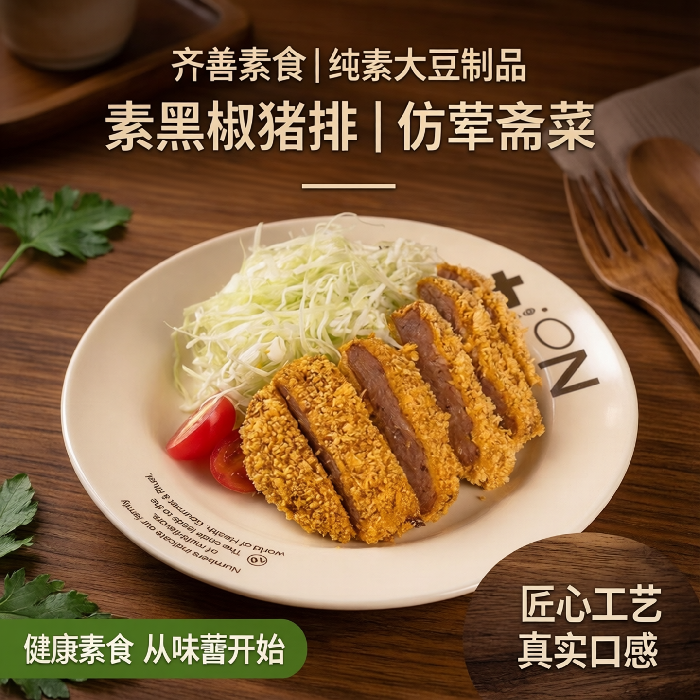 冷冻【素牛蒡排素黑椒猪排】齐善素食纯素大豆制品素肉饼仿荤斋菜