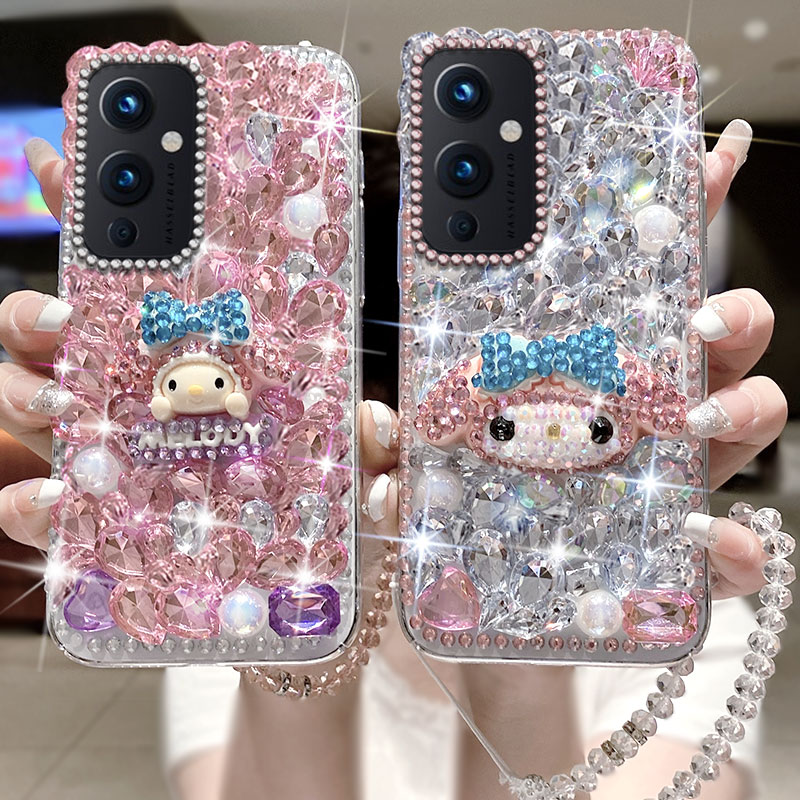 水钻奢华美乐蒂适用oneplus一加9手机壳镶钻11/2025年13T女款Ace2Pro高级感NordCE3防摔Ace2满钻12透明