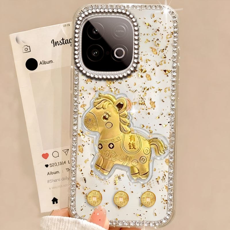 马年春节新款，金箔滴胶，不发黄