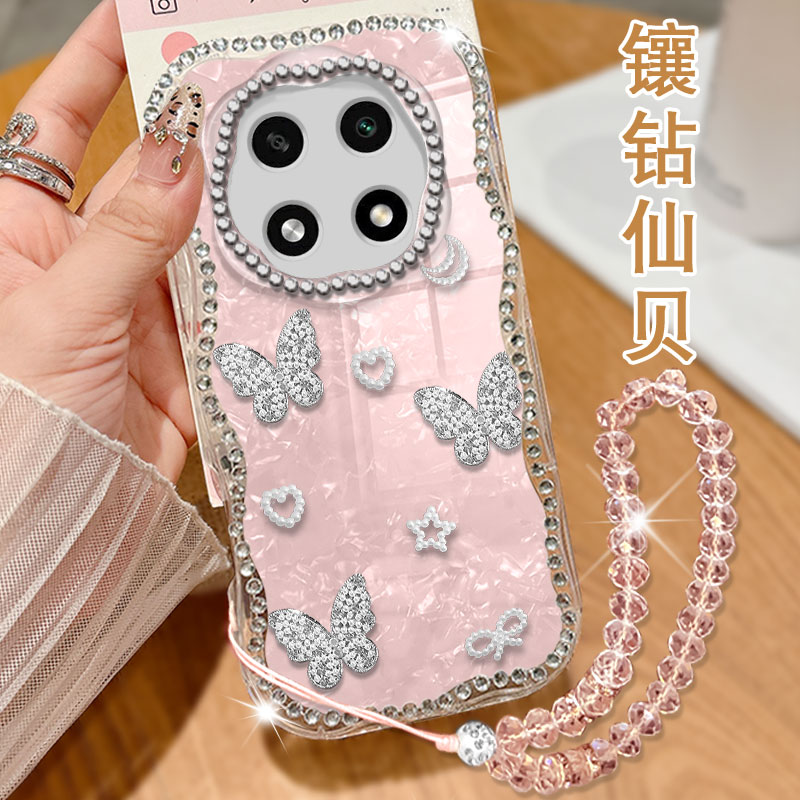 奶油纹镶钻贝壳，不掉钻，不发黄