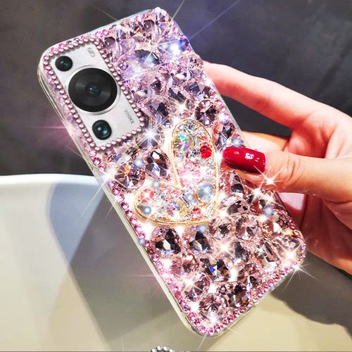 爱心满钻奢华适用华为P60手机壳镶钻P70Pro+新品70Pro+防摔70闪钻p20pro全包P40Pro外壳P50Pocket巨好看60Pro