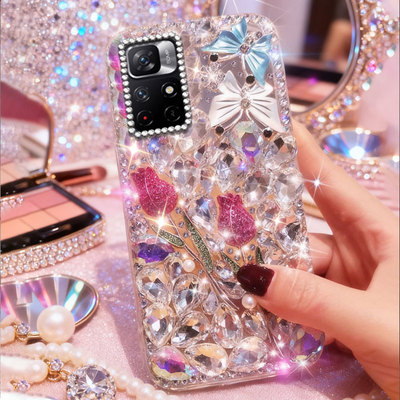 新年高级镶钻适用redmi红米Note11 5G手机壳小众13 水钻turbo4马年17max春节12保护套9 网红10女款14奢华8