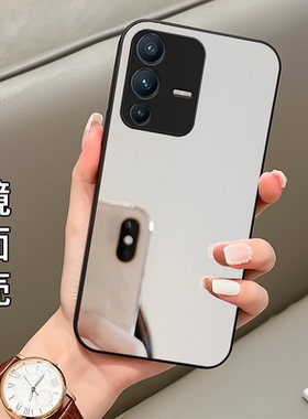 纯色镜面补妆带镜子适用vivos12手机壳s12Pro新款s15/s10e高级感s9/s9e女s7/s7e玻璃s1/s1Pro防摔vovo/x80por