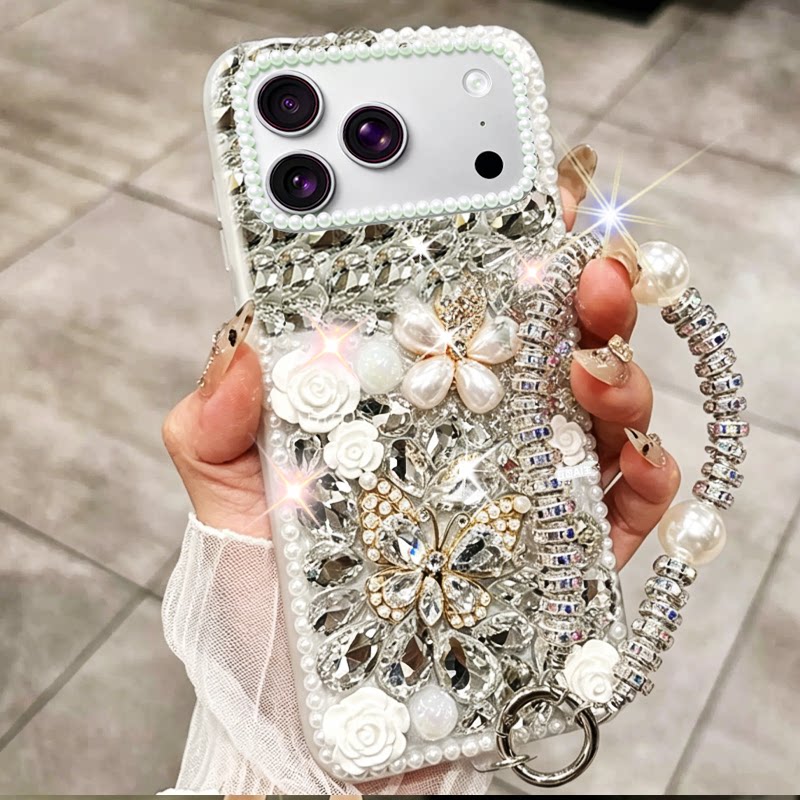 闪钻蝴蝶奢华适用苹果iPhone17Promax手机壳新款XS镶钻16女款Air新品14Plus夏天6s网红13水钻16高级感