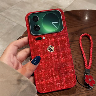 红色本命年布艺小香风适用小米17Promax手机壳喜庆11冬天12s外壳8透明探索版 全包11防摔15s春节14T结婚14过年