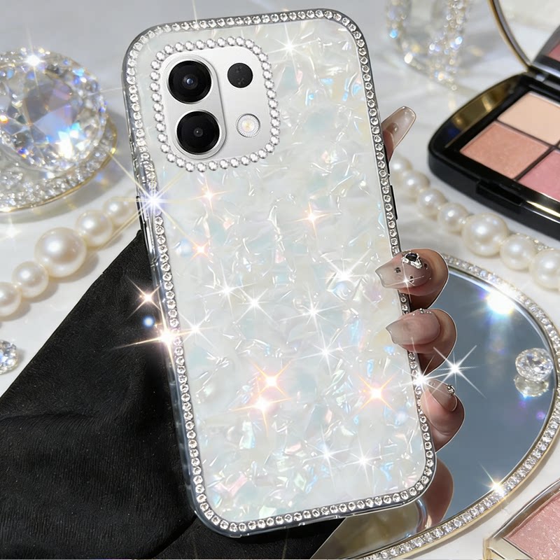 高级镶钻七彩贝壳适用OPPOk12s手机壳新款A5活力版/2026年A6i镶钻A1新品k13全包A3iplus硅胶A96女款k9小众