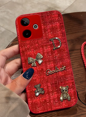 红色本命年布艺小香风适用realme真我GT7手机壳春节V11秋冬V11S本命年V5 5G过年11保护套11+喜庆真我8外壳10