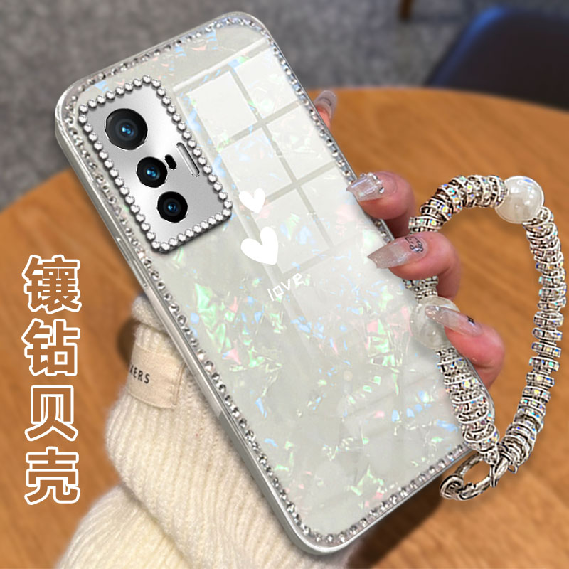 高级感电镀贝壳纹镶钻  不掉漆 不掉色