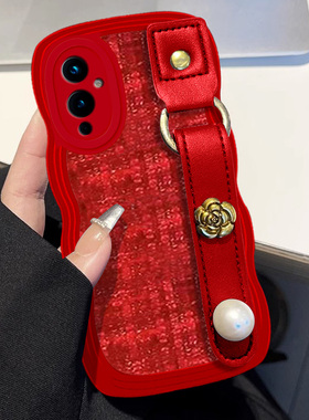 布艺小香风红色本命年适用oneplus一加9手机壳秋冬Ace2喜庆9RT保护套11全包Ace2V新年款11R名媛9Pro马年