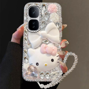 满钻奢华卡通KT猫适用iQOONeo10手机壳女款8外壳5可爱9高级感8SE新品Z62025年7透明X27镶钻3网红保护套Y97