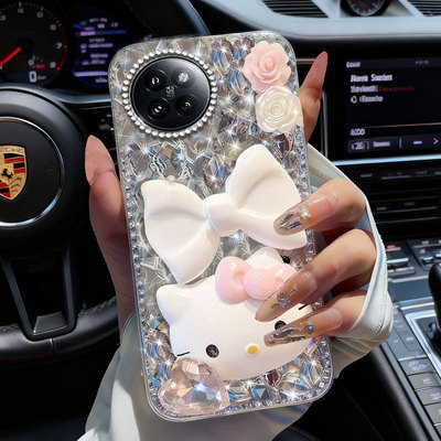 卡通KT猫镶钻适用小米Civi4Pro手机壳水钻17max新年款12S/202610过年3防摔13本命年12满钻12SUltra上档次