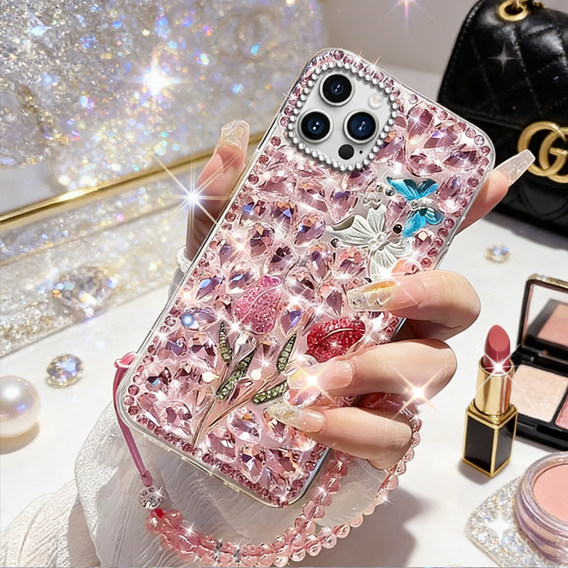 高级奢华闪钻适用苹果iPhone16promax手机壳满钻6SPLus女款12高级感11全包17Pro新款7镶钻16巨好看12Pro水钻