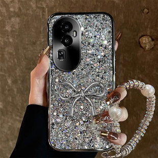 9全包findx6Pro女款 k9s保护套0pp0 直边电镀爆闪适用OPPOReno10手机壳11Pro新款 opp ren05K高级感6