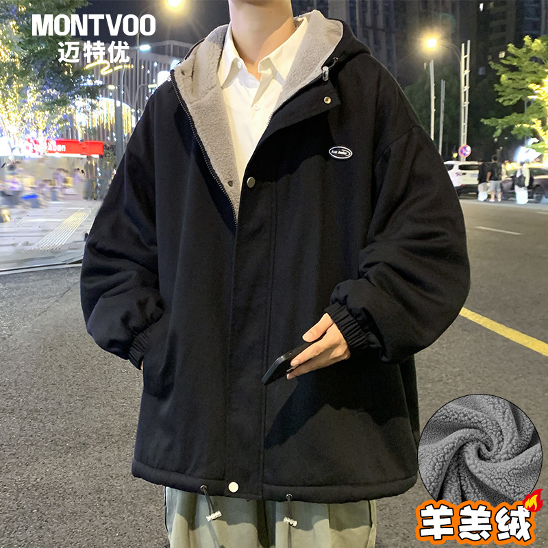 羊羔绒毛棉衣男秋冬季外套