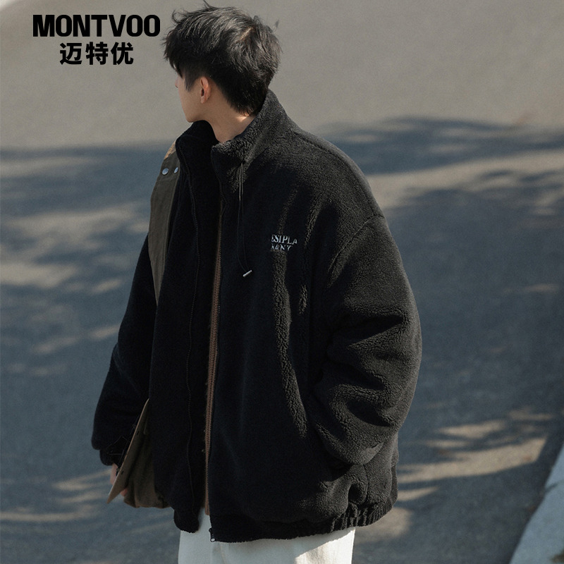 羊羔绒棉衣男秋冬季保暖加厚