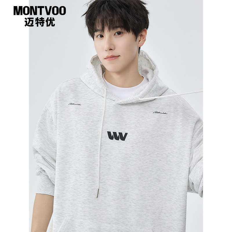 【休闲风】重磅印花logo连帽卫衣