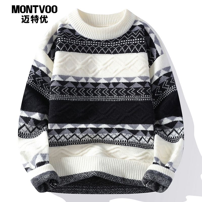 【撞色条纹】新款潮牌毛衣男